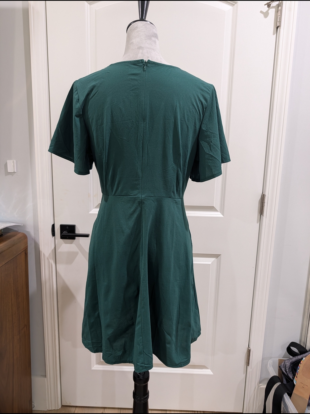 Emerald Tie-Front‎ A-Line Dress - Picture 4 of 6